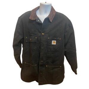 Carhartt Vintage Mens Chore Coat Size 48 Tall Faded Black
